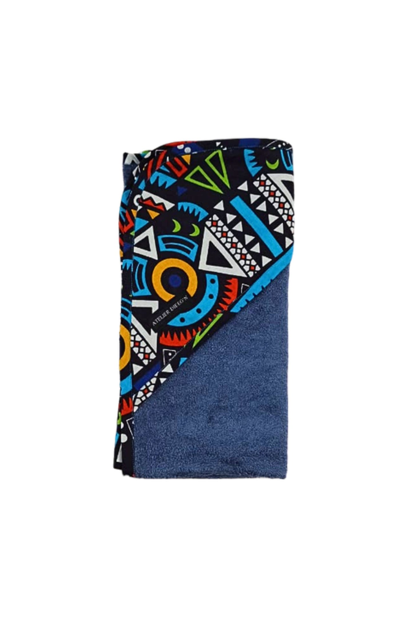 Cape de bain bleu foncé et Wax par Atelier Djeeg'n 1