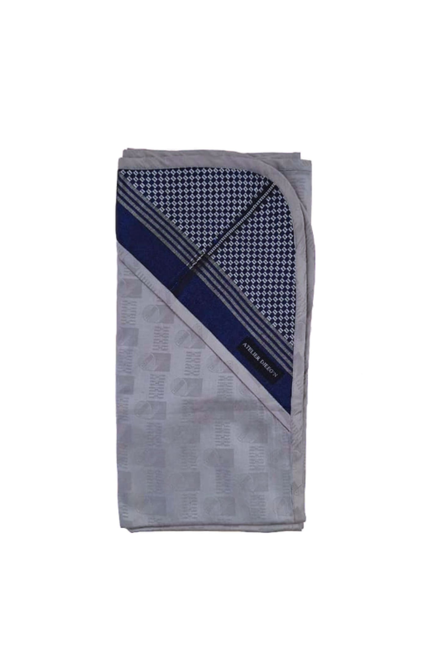 Hooded baby blanket cover Blue and grey handwoven fabric par Atelier Djeeg'n 1