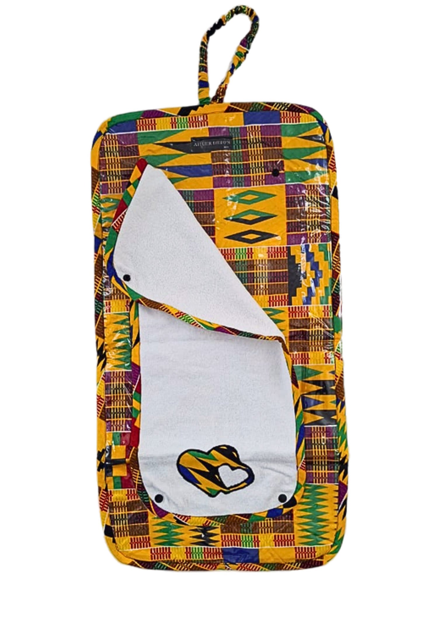 Matelas à langer Pliable en Wax Kente Bleu Jaune Rouge par Atelier Djeeg'n
