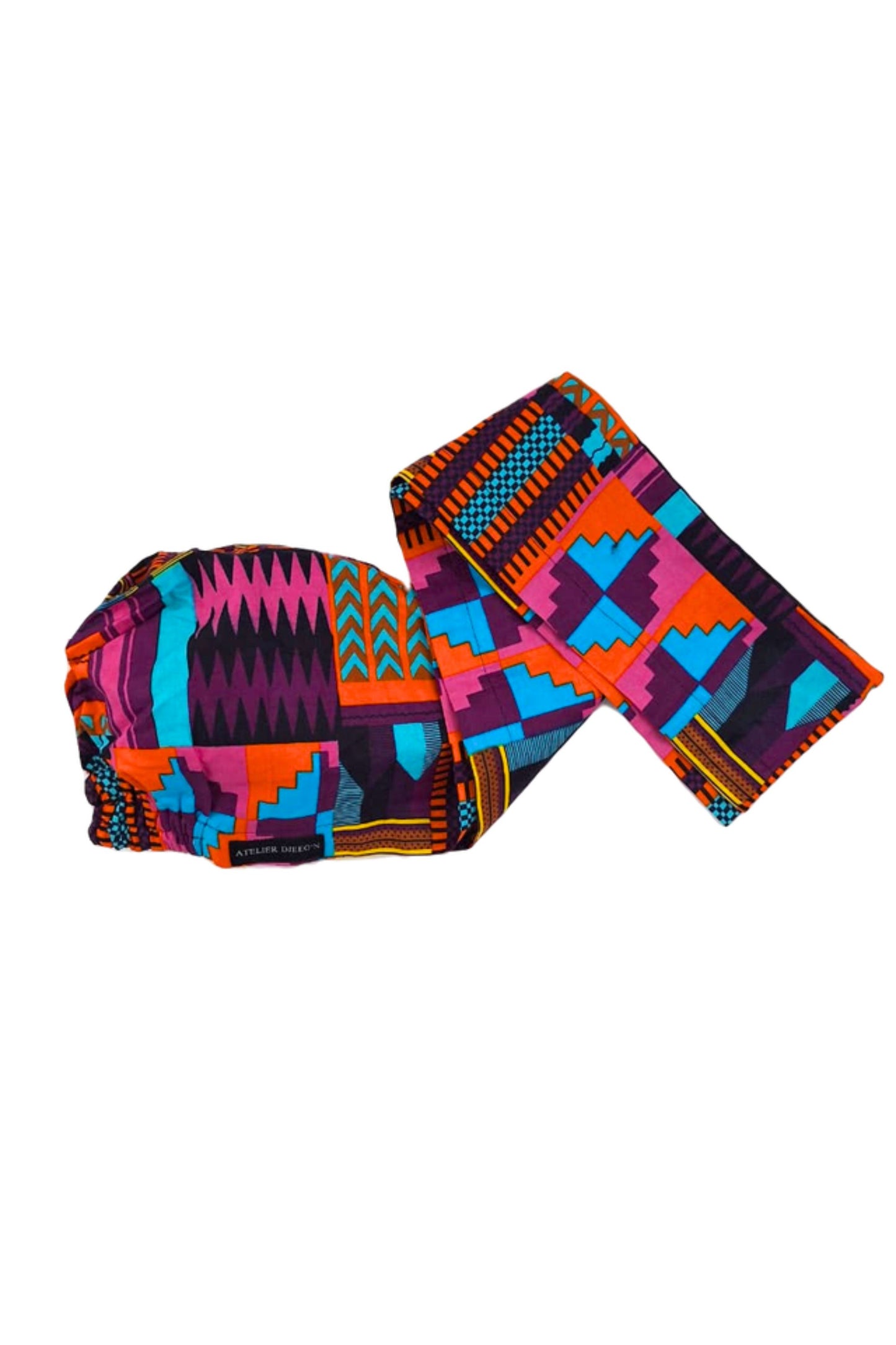 Turban torsadé Orange Violet et Rose par Atelier Djeeg'n