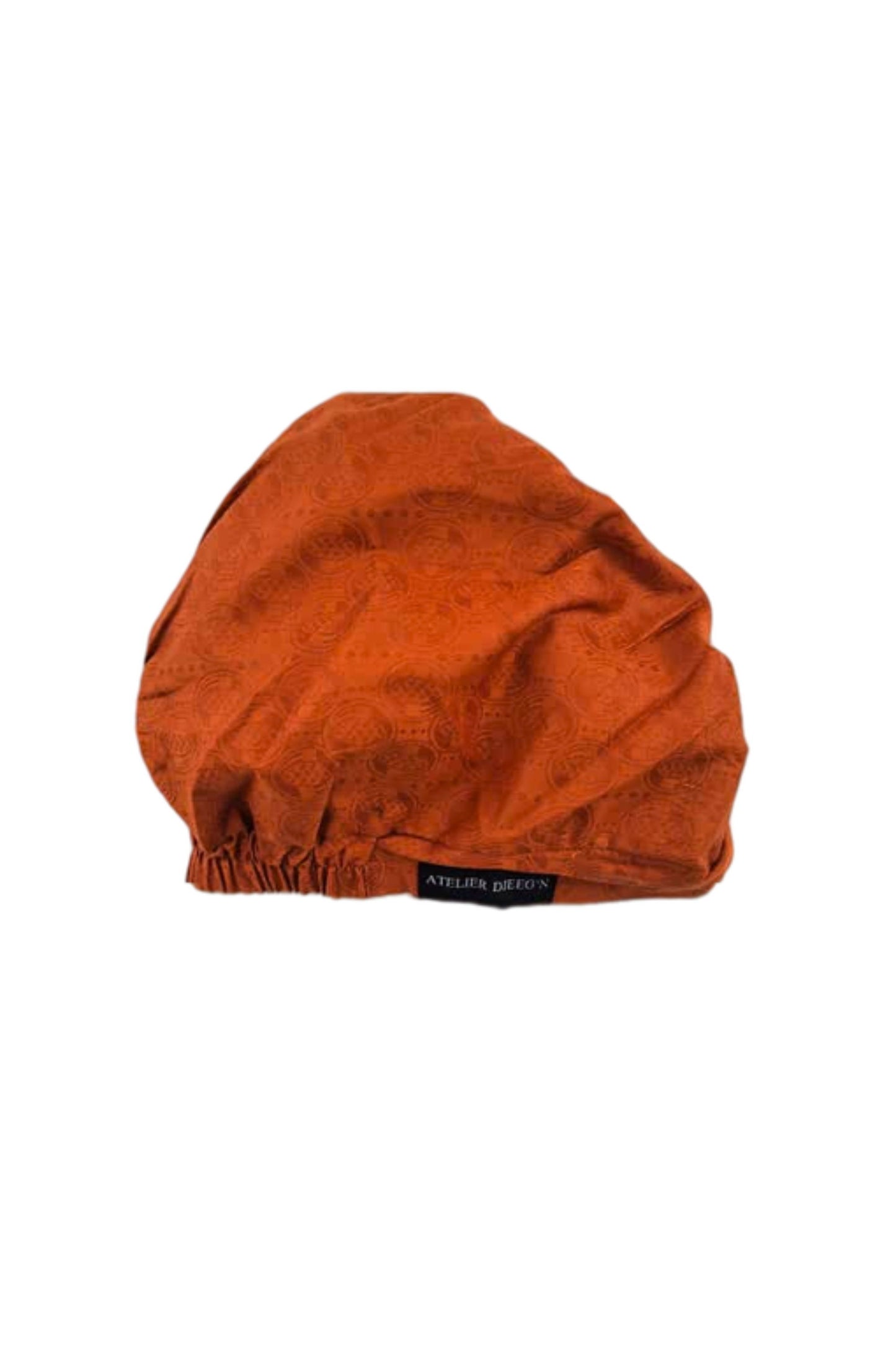 Satin Lined Beanie in Caramel Brown Damask Fabric