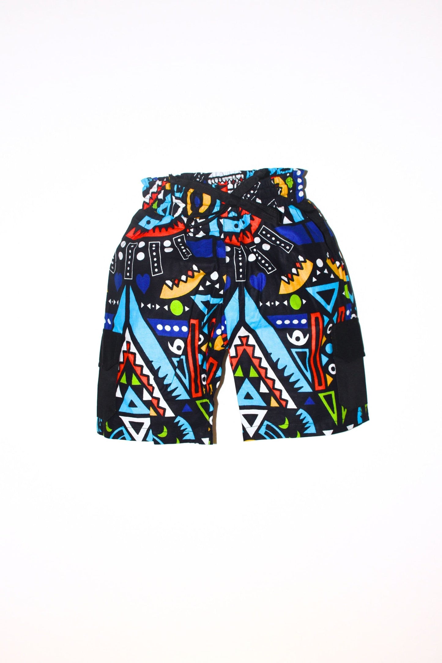 Cargo Bermuda Shorts In Vibrant Blue African Print by Atelier Djeeg'n