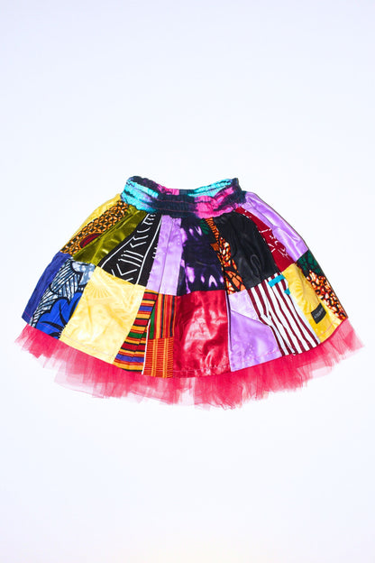 Jupe Patchwork Zéro Déchet Pour Fille Avec Détail En Tulle