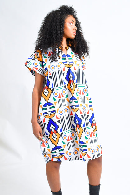 African Print Caftan Dress with Pockets- African Print Mask On by Atelier Djeeg'n face