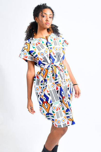 African Print Caftan Dress with Pockets- African Print Mask On by Atelier Djeeg'n face 2