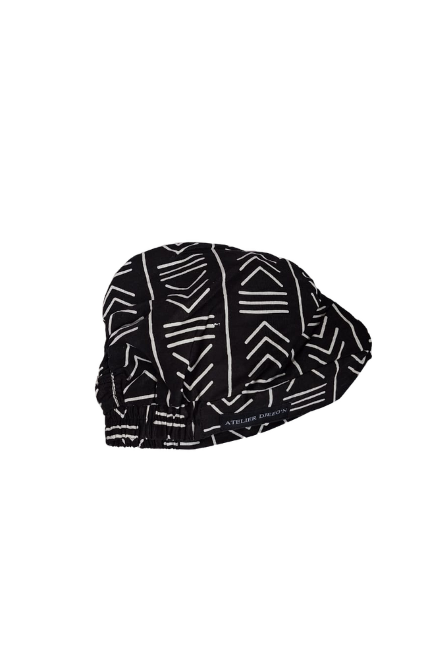 Satin Lined Beanie for Kids in Black and White African Bogolan Print