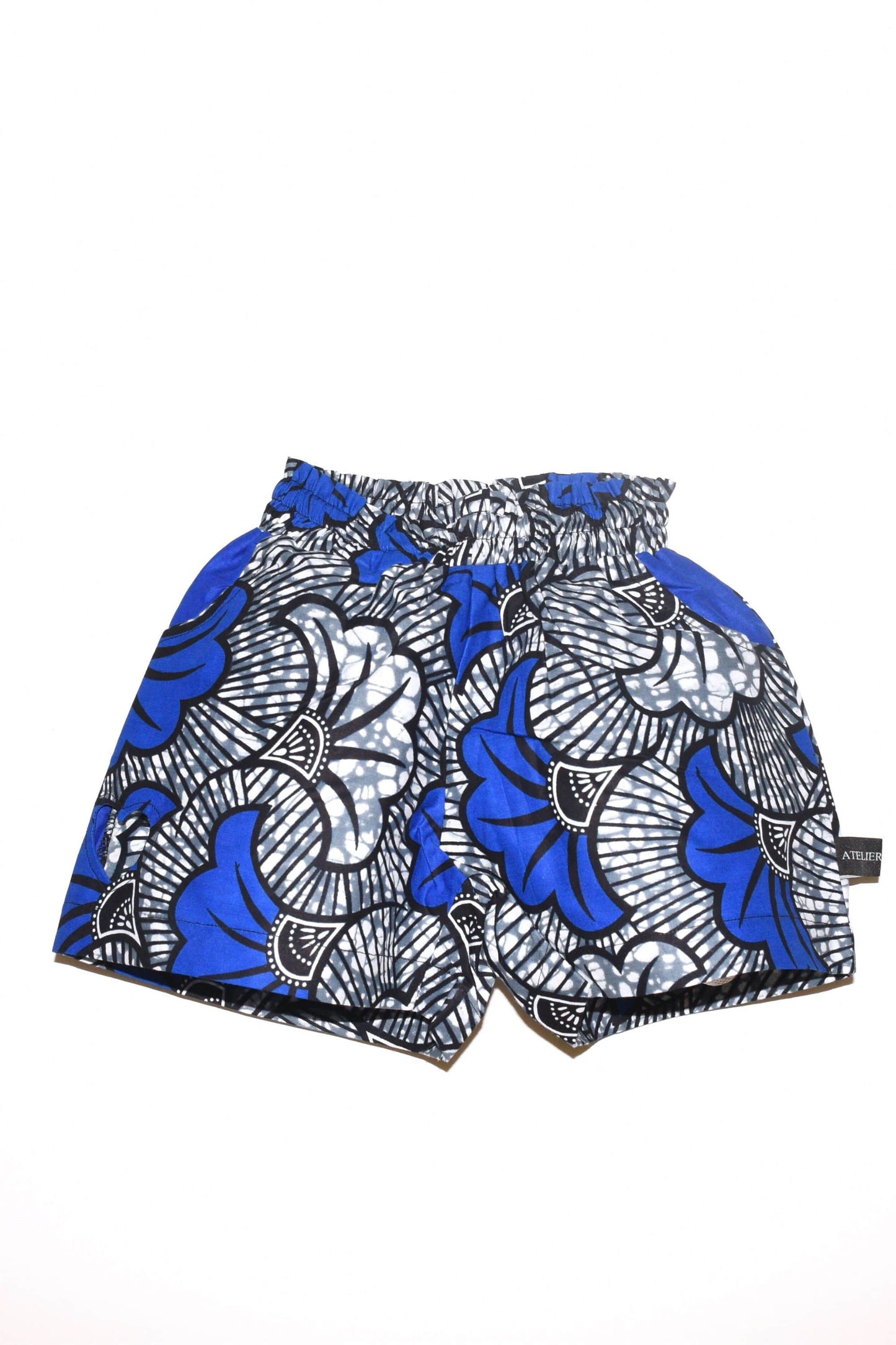 Girls' Heart Cut-Out Shorts with Pockets and Adjustable Waistband In African print Wedding Flowers Blue